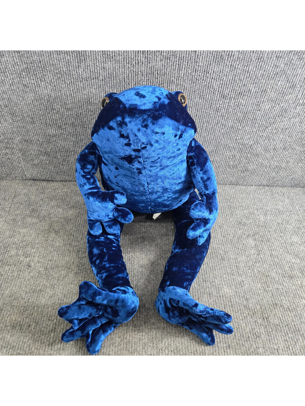 Commonwealth Plush Blue Velvety Frog Stuffed Animal Toy Nostalgia